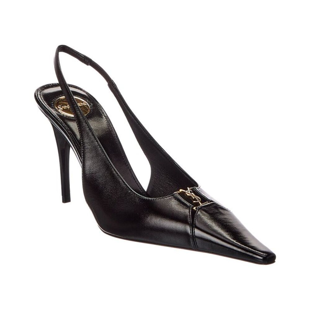 Saint Laurent Babylone 90 Leather Slingback Pump, Black